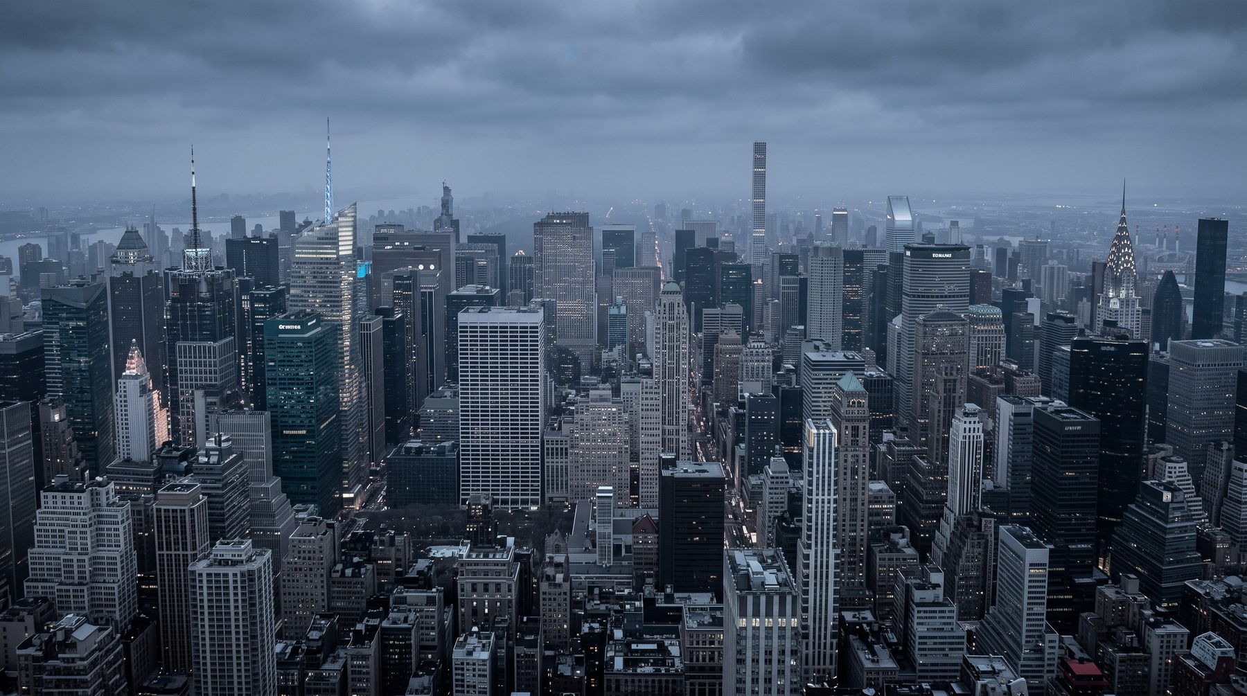 New York skyline with Midtown towers at golden hour
